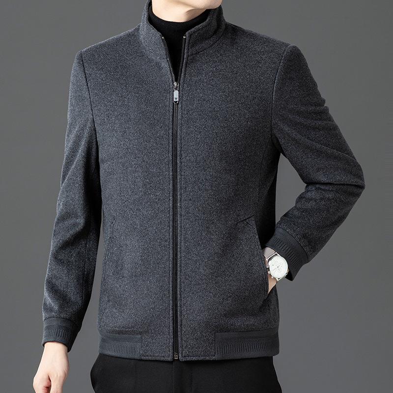 

Men s Fleece-Lined Pure Wool Jacket - 2025 Autumn/Winter Collection, Warm and Casual Loose Fit Coat 3XL сірий колір