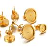 20pcs 6 8 10 12mm Gold Stainless Steel Flat Stud Earring Base Setting Blank Earring Cabochon Tray DIY Jewelry Making Wholesale
