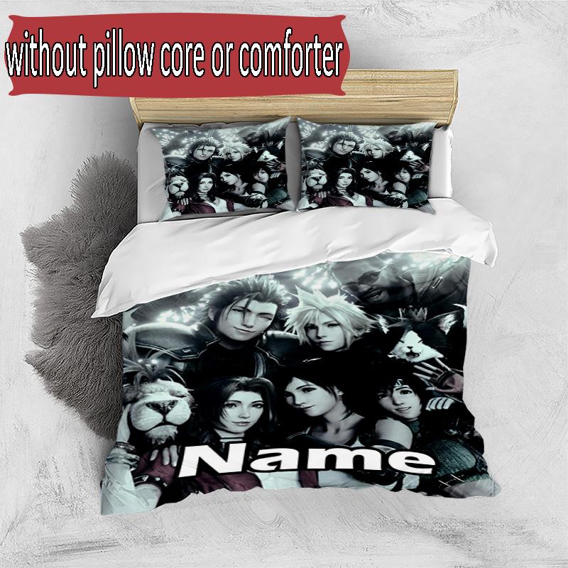 3pcs Duvet Cover Set (1*Duvet Cover + 2*Pillowcase, Without Core), Custom Name Final Fantasy Pattern Bedding Set, Home Bedroom Decor Gift
