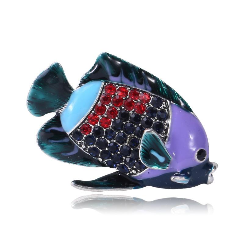 Fish Corsage Clothing Dripping Oil Ocean Kiss Fish Enamel Brooch Diamond Pin Accessories