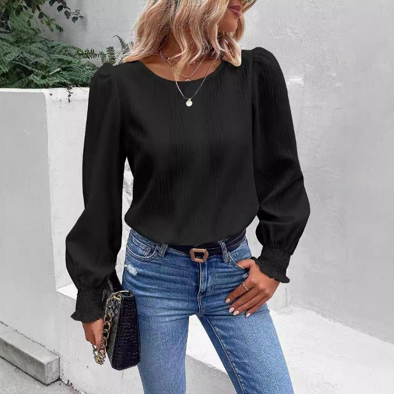 Autumn Simple Long Sleeved Solid Color Shirt Women's Shirt Blouses Shirts