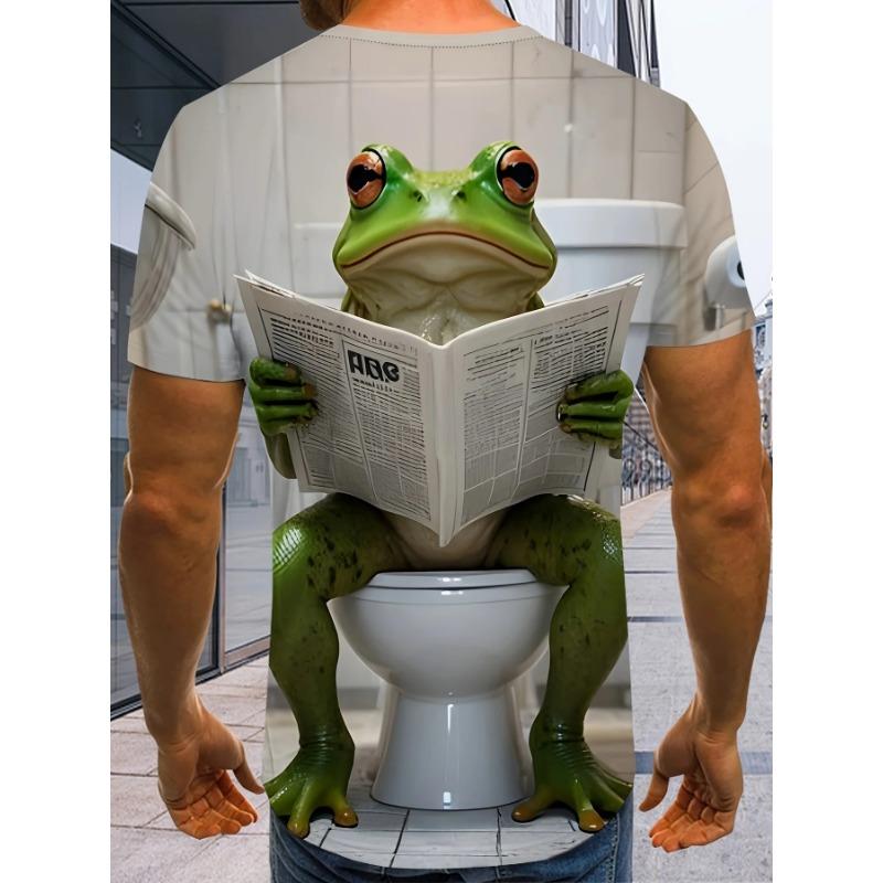 Cartoon Animal Frogs Pattern 3d Printed T-Shirts Casual Round Neck Short Sleeved Men's T-shirts