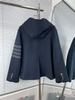 High-Quality Hooded Zipper Jacket with Four-Bar Stripe - Long Sleeve, Spring/Autumn Wear
