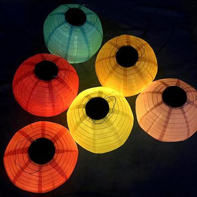 25/30CM Folding Solar Lantern with Handle IP44 Waterproof Outdoor Garden Hanging Chinese Traditional Decorative LED Cloth Lantern