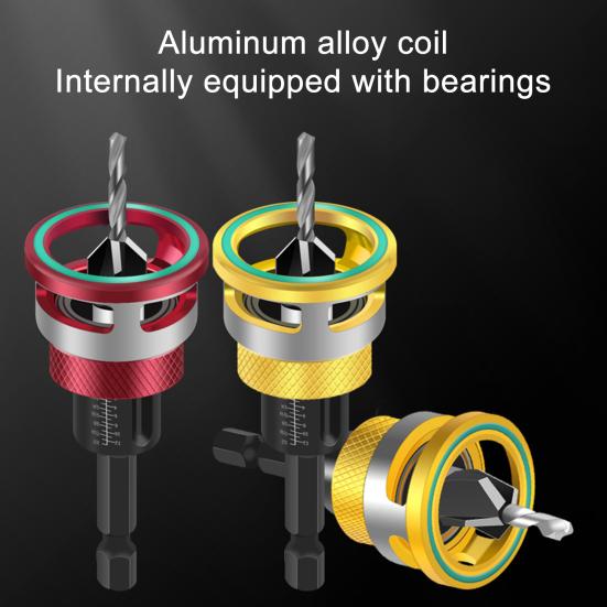Countersink Drill Bit Set Adjustable Depth Stop Drill Bits Adjustable Hex Wrench Spiral Flute HSS M2 High Speed Steel 4-Edge Drill Bits