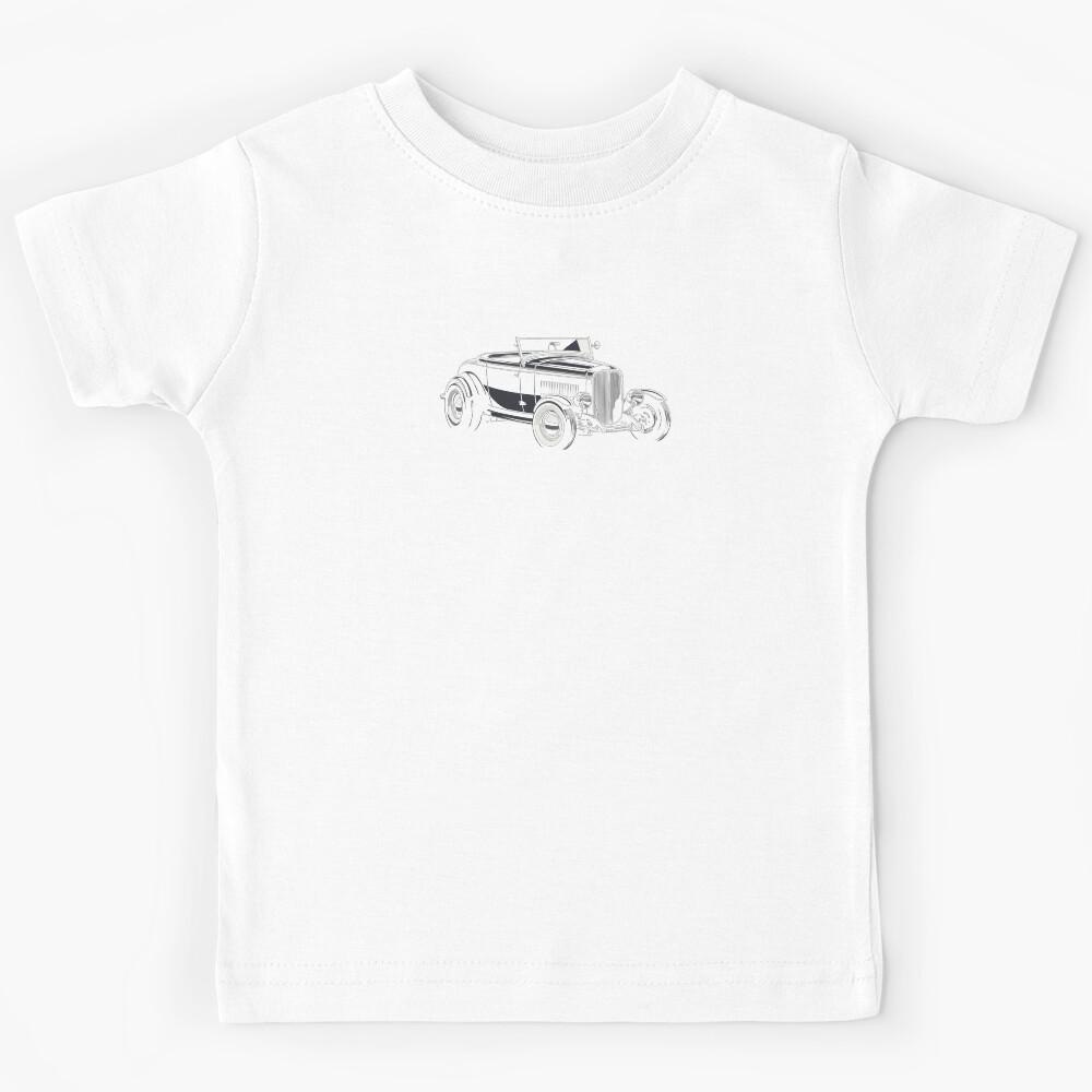 Classic Ford Roadster Hot Rod – Vintage Black Custom Illustration Kids T-Shirt 150