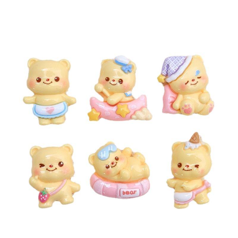 Sleepy Bear Cartoon Charms & Hair Clips - DIY Resin Shoe Decorations