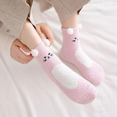 Coral Fleece Socks Women'S Japanese Cute Three-Dimensional Cartoon Furry Women'S Socks Autumn And Winter Thickened Warm Floor Socks