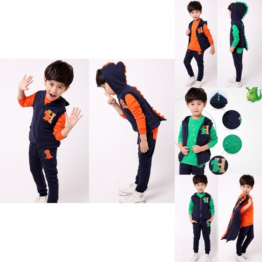 Cute 3pcs Kid Baby Dinosaurs Cotton Autumn Clothe Xmas Gift