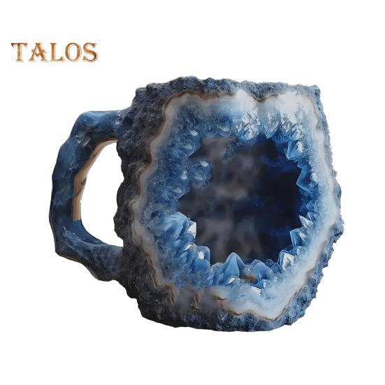 

Минеральная кружка для кофе из искусственного хрусталя, 11 унций, чашка для минеральной воды из искусственного хрусталя, уникальный дизайн, сохраняющий тепло, кружка для питья для дома и офиса синий