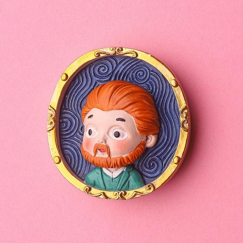 Mini Cute Cartoon World Famous Paintings Fridge Magnets Cute Van Gogh Girl With Pearl Earring Magnetic Stickers for Blackboard