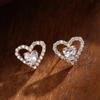 Fashion Female Earrings  Sterling SIlver Heart Shaped Zircon Earrings for Women Valentine's Day Statement  Gift Bijoux