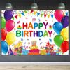 Happy Birthday Backdrop Banner Colorful Birthday Decorations Large Yard Sign for Women Men Girls Boys Indoor Outdoor Supplies 6x3.6ft