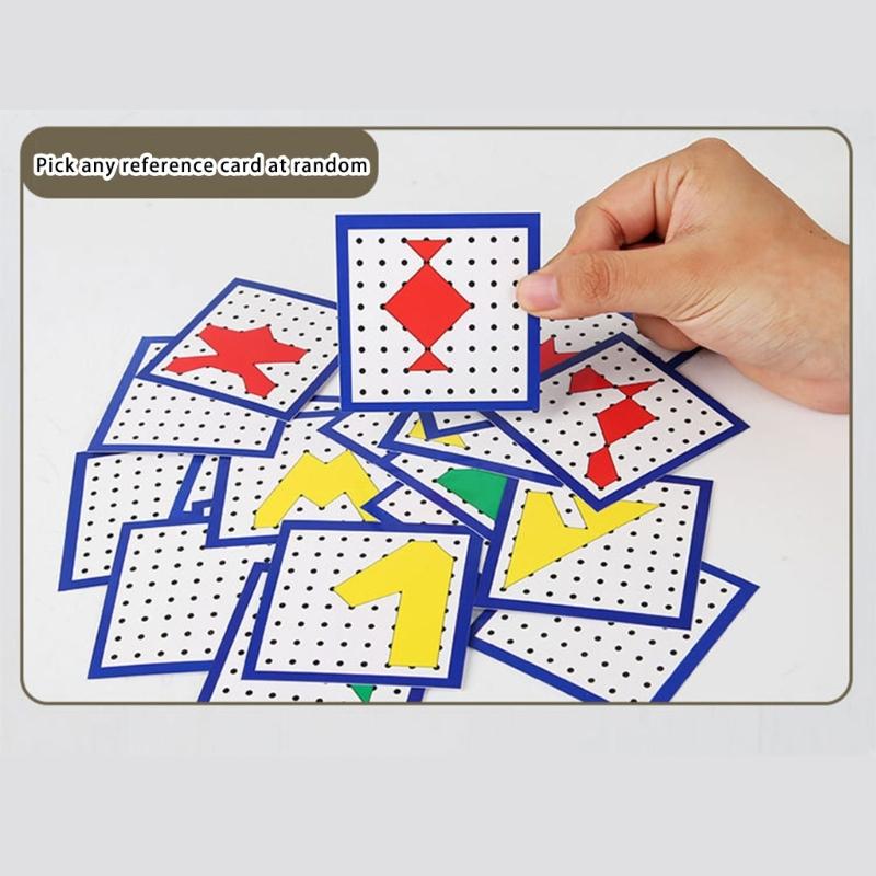 Geometric Shape Learning Board Wooden Geoboard With Colorful Elastic Rubber Bands Math Teaching Tool For Children