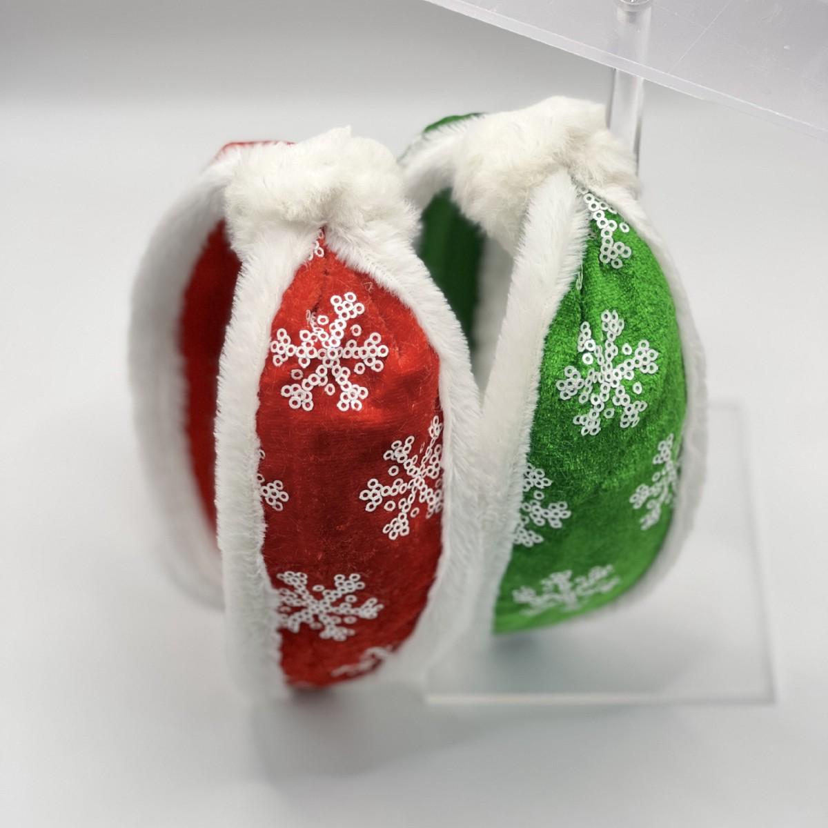 European & American Christmas Pearl and Rhinestone Headband - Red & Green Trendy Women s Hair Accessory