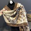 Autumn and winter new versatile imitation cashmere scarf female butterfly flying printing thickened warm shawl scarf