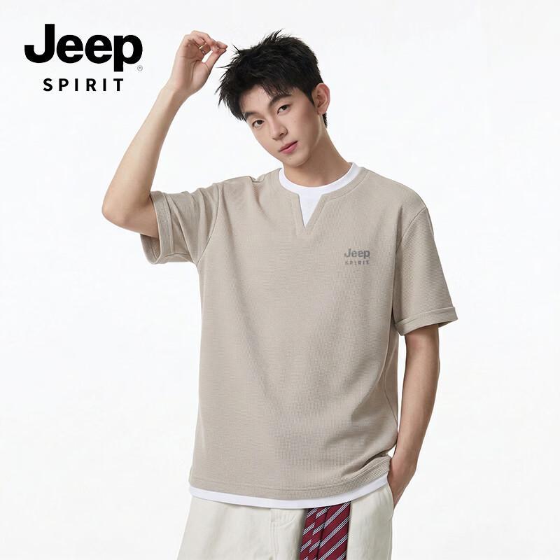 

Мужская вафельная футболка с коротким рукавом JEEP SPIRIT, имитация двух предметов M