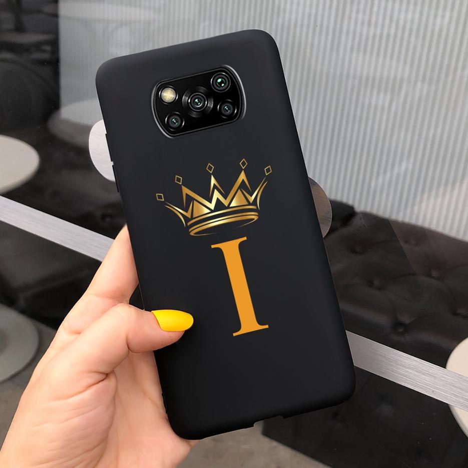 For Xiaomi Poco X3 Case Luxury Crown Letters Covers Soft Silicone Phone Case For Xiaomi Poco X3 Pro PocoX3 NFC Back Cover Bumper