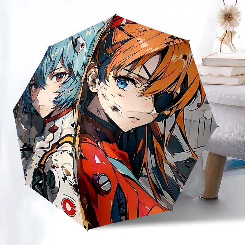 

1pc Neon Genesis Evangelion Umbrella - Automatic Opening/Closing, Portable 3-Fold Design, 8-Bone Iron Frame, Outdoor Umbrella, Perfect Gift for Fans,