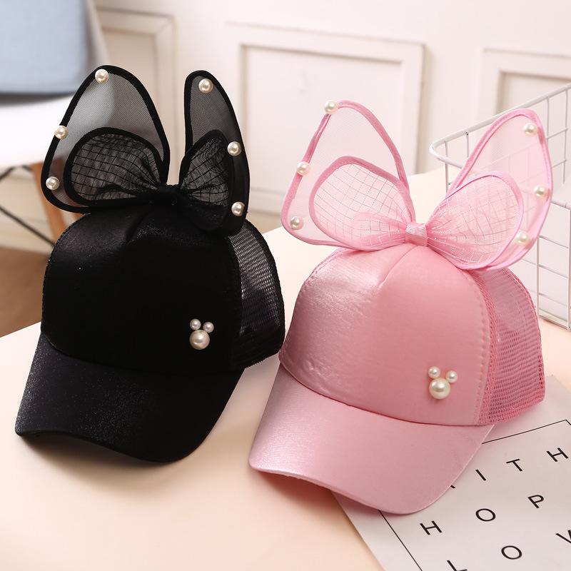 Sweet Bow Girls Baseball Cap Large Mesh Bowknot Peaked Cap for Baby Summer Adjustable Cotton Toddler Sun Hats