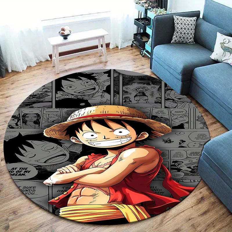 One Piece Monkey D Luffy Round Area Rug Carpet Rug For Living Room Bedroom Sofa Playroom Decor Nonslip Floor Mat