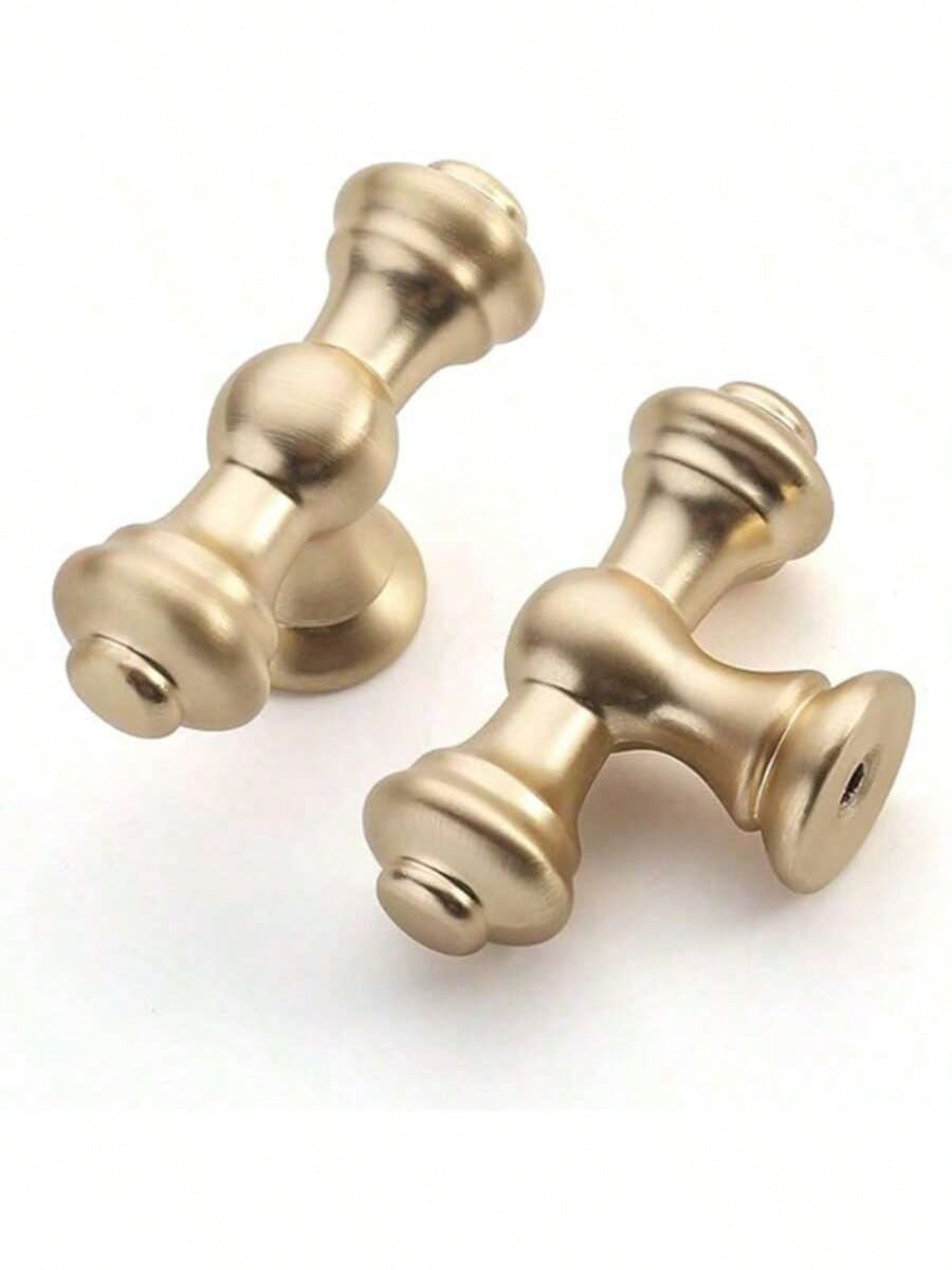 

2pcs Brushed Brass Cabinet Knobs, Golden Zinc Alloy Metal Handles for Kitchen Cupboards & Vanity Drawers, Durably Crafted f