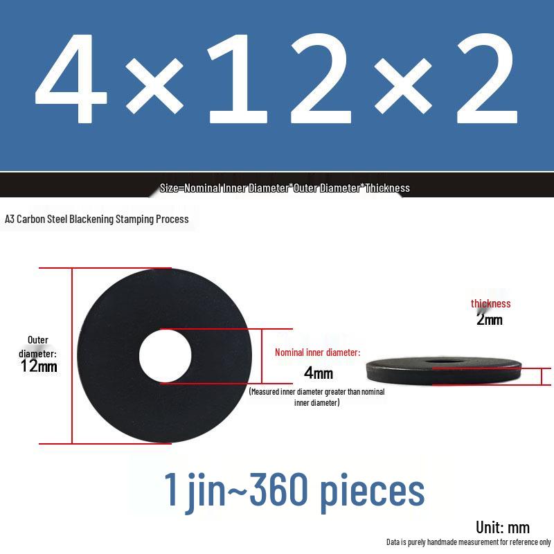 Black Oversized Thickened Round Metal Flat Washer Spacer for Home Use