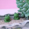 Mini Green Frog Figurines Garden Statues Adorable Appearance Vibrant Color Compact Size Frog