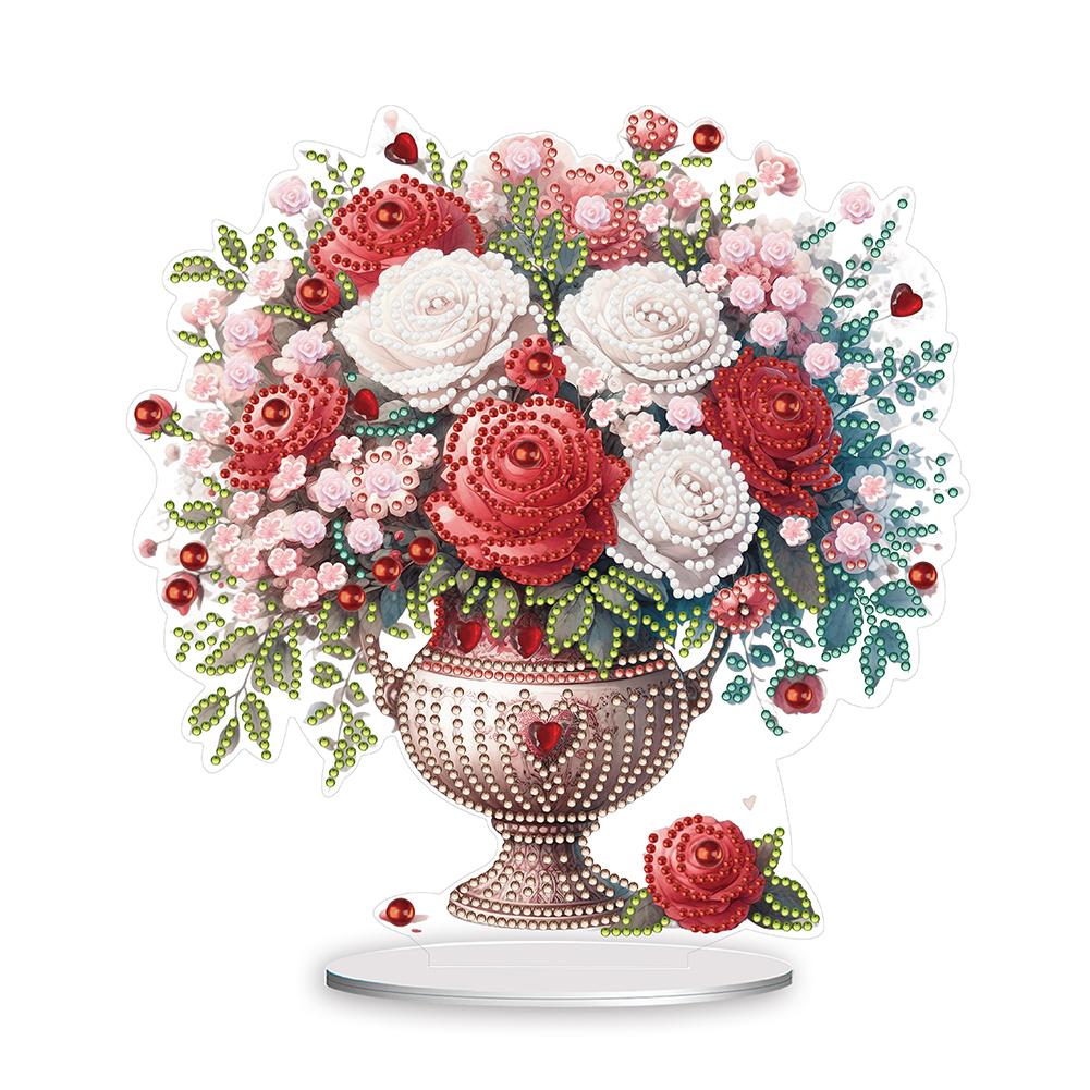 

Round+Special Shape Table Top Diamond Painting Ornament Kits Acrylic Desktop Diamond Art Kits Rose Vase for Office Desktop Decor