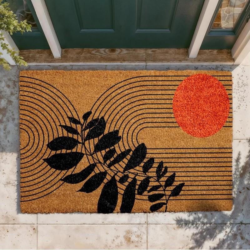 American Minimalist Letter Print Coir-Like Doormat Entryway Outdoor Non-Slip Dirt Trapper Mat