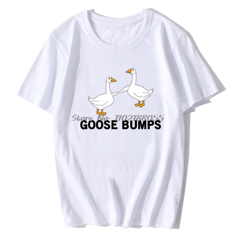 Kawaii Goose TShirt Funny Goosebumps Silly Goose T Shirt Women Men Casual O-neck Tops Cotton Te