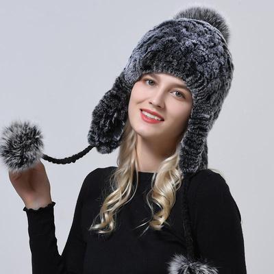 Zimná teplá čiapka Čiapky Trapper z prírodnej králičej kožušiny