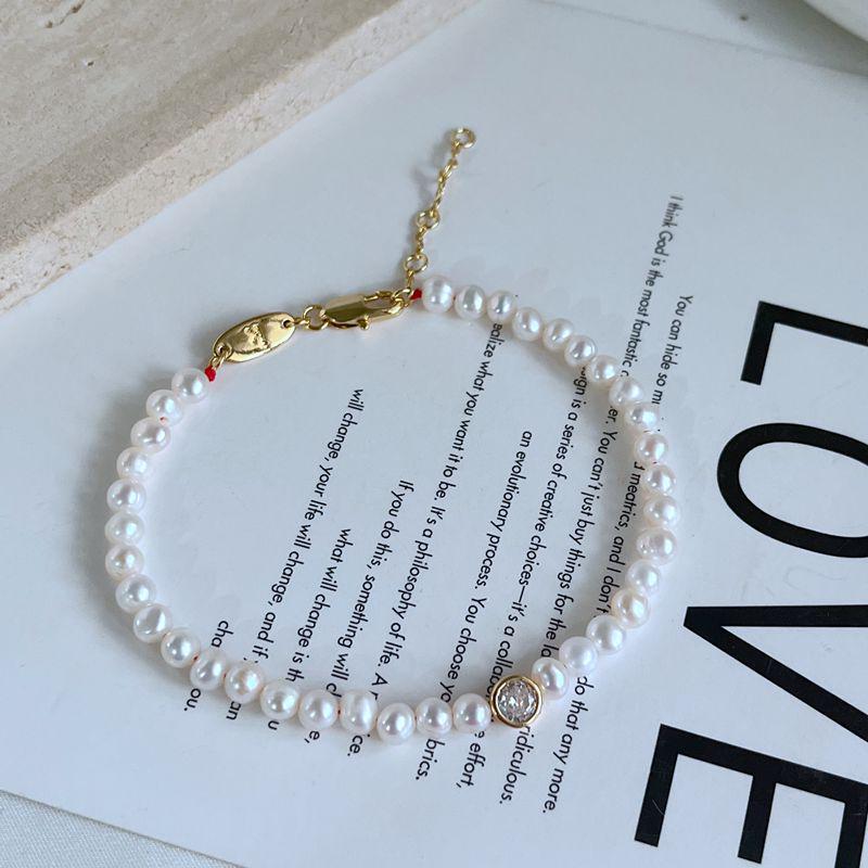 Elegant Zircon & Freshwater Pearl Red String Bracelet