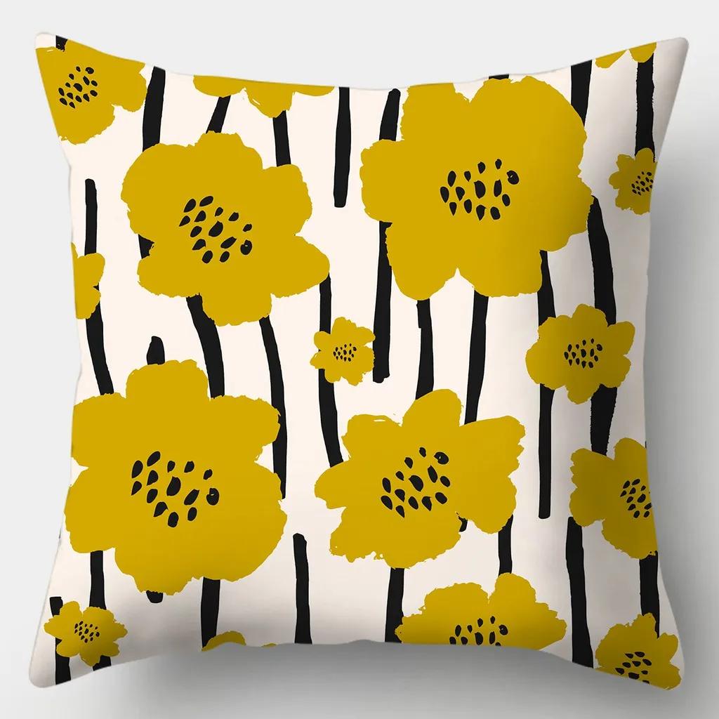 

Желтая полосатая клетчатая наволочка 45 см x 45 см, квадратная наволочка для дивана, креативная графическая подушка 40x40cm