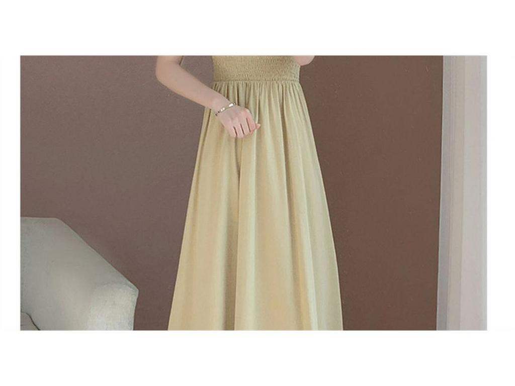 Damen Sommer Französisch Inspiriertes Schlankmachendes Taillenlanges Kleid