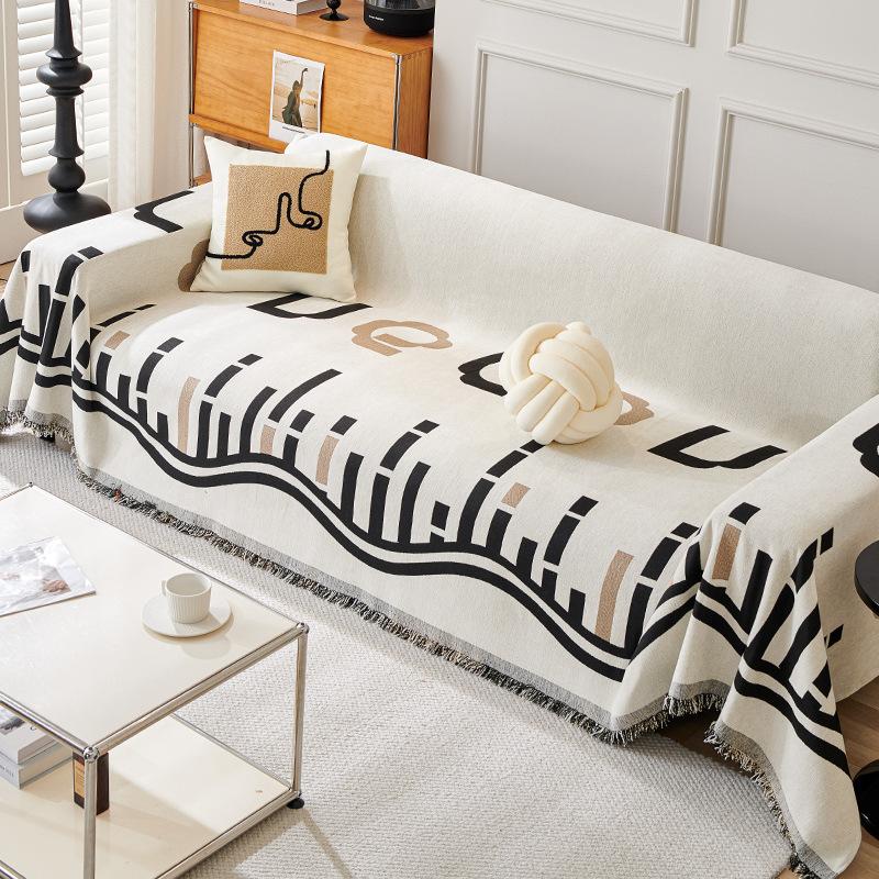 

Утолщенное нескользящее полотенце для дивана с музыкальными нотами из шенилла, всеобъемлющий чехол для дивана с защитой от царапин, чехол для дивана в скандинавском стиле, тканевая подушка 180*130cm