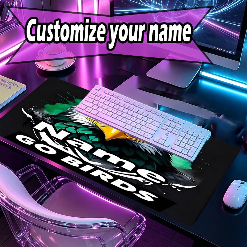 Custom Name Personalized Go Ahead Eagles Pattern Mousepad, Laptop PC Desk Mat, Decorative Desk Mat for Home Keyboard Pad Gift
