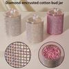 Rhinestone Storage Jar with Lid Sparkling Cotton Swab Jar Dustproof Cotton Pad Organizer