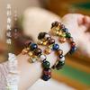 Handmade Multicolor Ash Glass Bead Bracelet With Guardian Beast Charm Family Set Boho Ethnic Style Unisex Jewelry