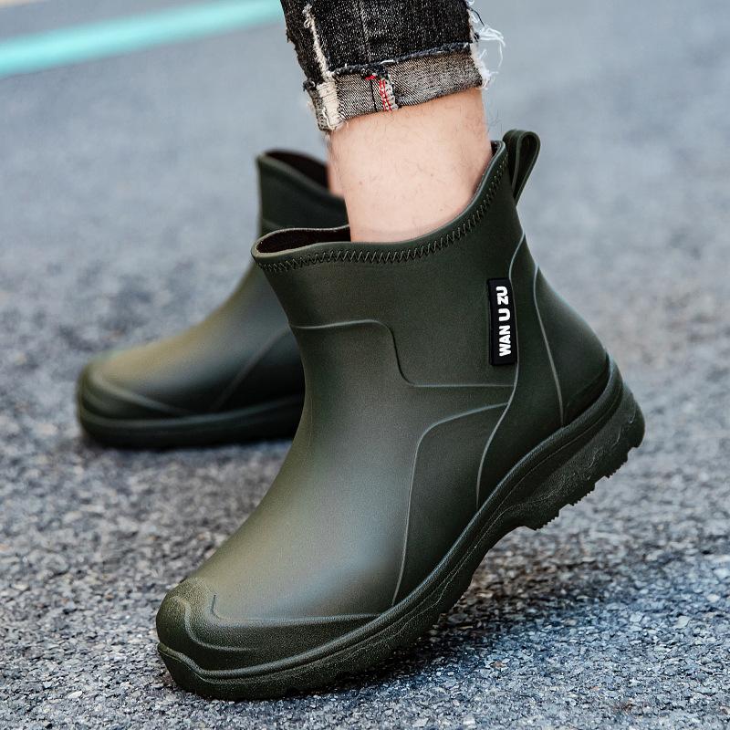 Wiosna i Jesień Nowe Krótkie Kalosze Męskie Modne Kolorowe Outdoorowe Wodoodporne Niskie Kalosze Męskie Ciepłe Gumowe Buty Męskie
