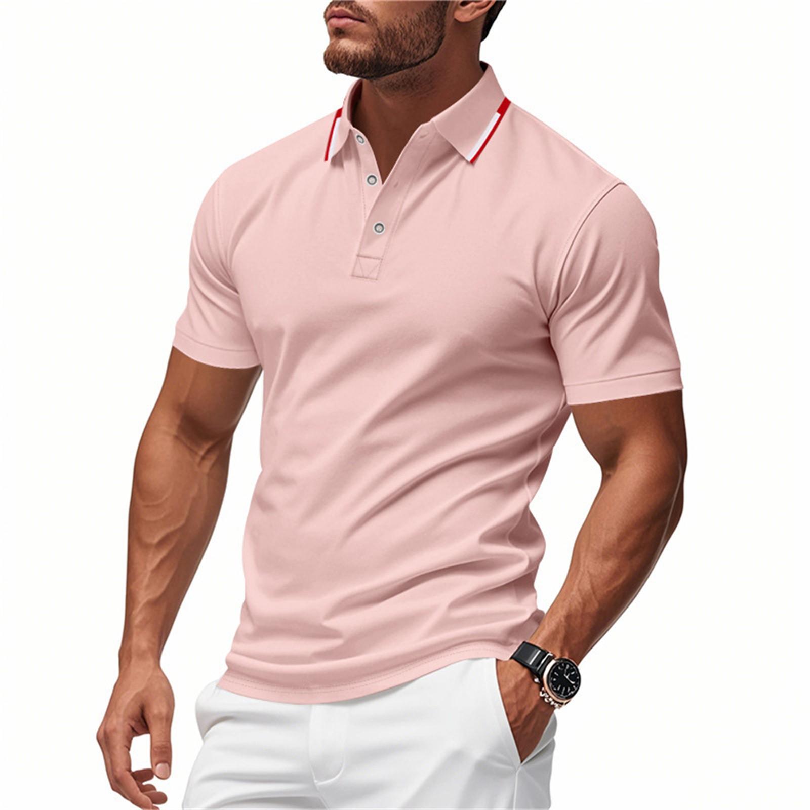 Emilia Zomers herenoverhemd met kraag en korte mouwen in effen kleur, sportief en casual model. L