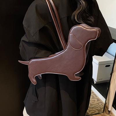 Three-dimensional Dachshund Shoulder Bag PU Leather Retro Dog Shaped Handbag Korean Design Underarm Bag Funny Cartoon Purse Sac