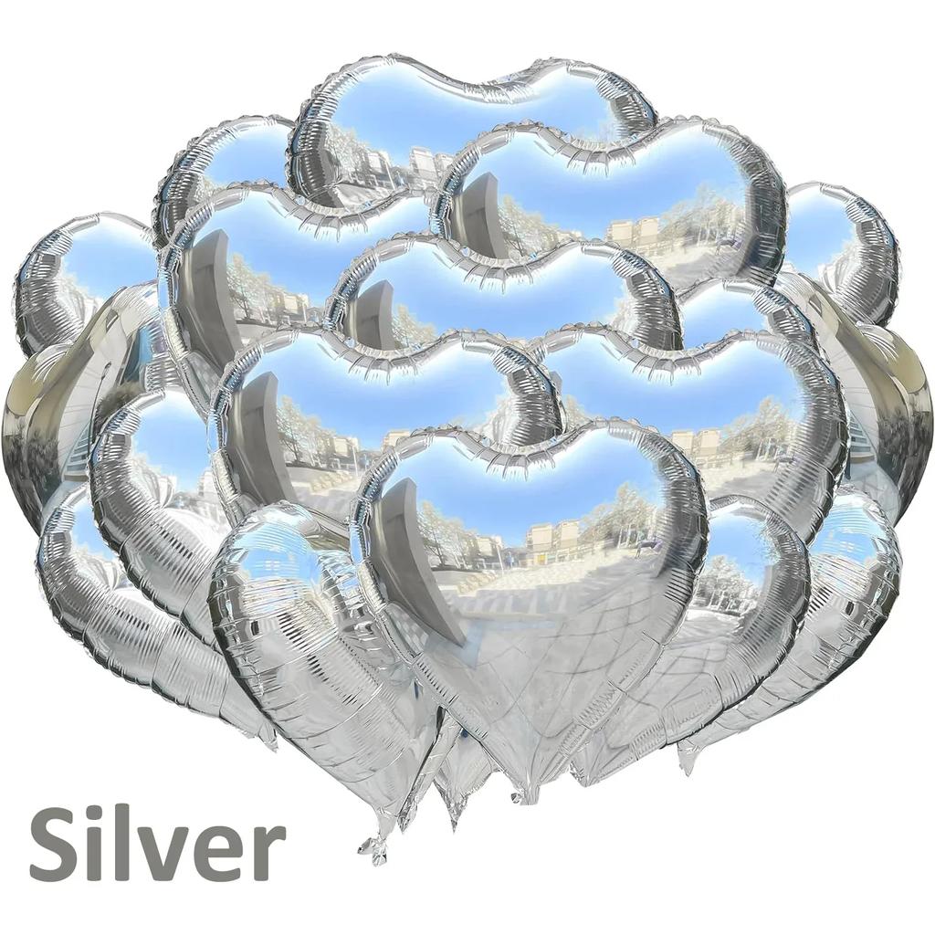 20/5pcs Heart Foil Balloon Mirror Aluminum Helium Balloon Globos for Kids Baby Shower Birthday Party Decoration Wedding Supplies