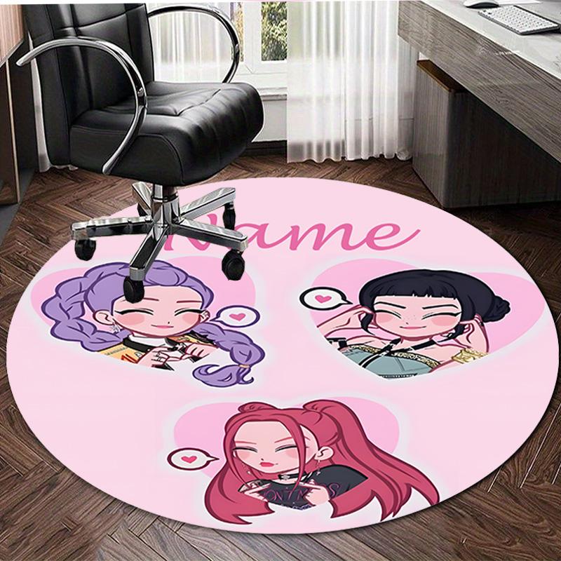 Personalized K-KPop Demon Hunters Round Chair Office Rug - Perfect for Mat, Office Chair & More - Ideal Gift for Birthdays and Holidays