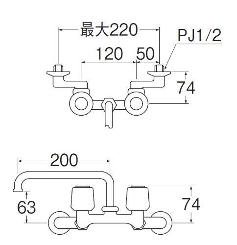 SANEI Two-Valve Kitchen Faucet (Cold Climate Model) CK211K