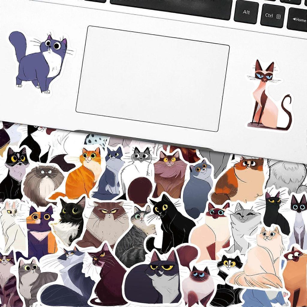 Cute Cat Stickers, Set of 50, Waterproof and UV Resistant, Great for All Your Gadgets