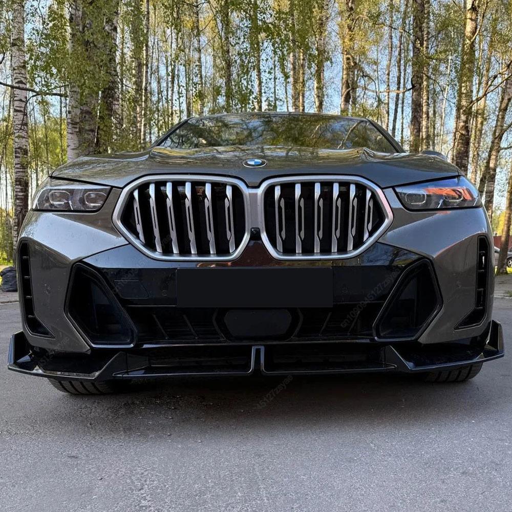 3Pcs MP Style Car Front Bumper Lip Diffuser Spoiler Splitter For BMW X6 G06 M-Sport xDrive40d 40i 30d M60i 2023-2025 LCI Tuning