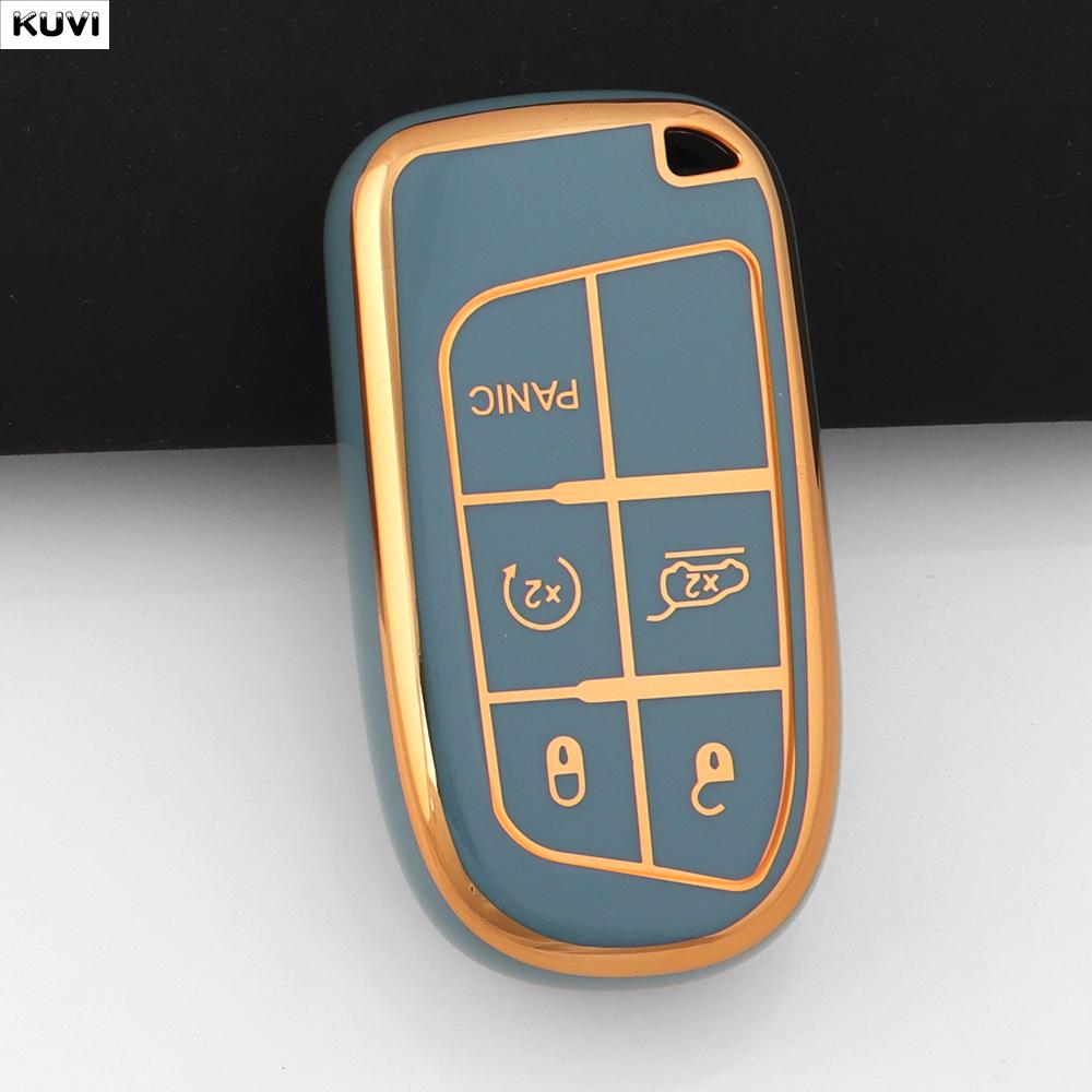 Golden 5 Button TPU Car Remote Key Case Cover Shell for Jeep Renegade Frand Cherokee Dodge Journey Charger Chrysler 200 300 300