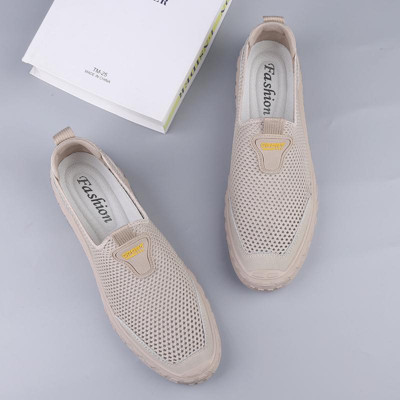 Nowe oddychające buty męskie z siateczki, lekkie, codzienne, męskie, buty do chodzenia, wsuwane, mokasyny, drążone, trampki, miękkie, letnie, płaskie buty