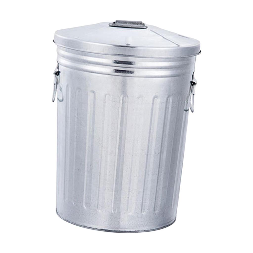 8L Outdoor Metal Trash Can with Seal Lid Rustic Vintage Design for Patio Farm Compost Bin Heavy Duty Storage Container Versatile
